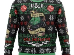Roll Initiative Dungeons Dragons Ugly Christmas Sweater - Image 1