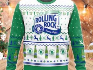 Rolling Rock 3D Sweater Christmas Gift Ugly Christmas Sweater - Image 1