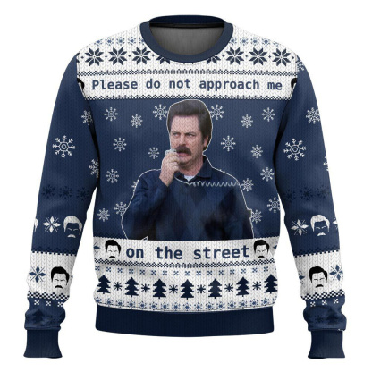 ron swanson parks and recreation ugly christmas sweater 1 Ron Swanson Parks And Recreation Ugly Christmas Sweater - Image 1