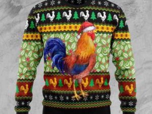 Rooster Cute Gift Ugly Christmas Sweater - Image 1