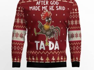 Rooster Tada Ugly Christmas Sweater - Image 1