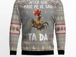 Rooster Tada Ugly Christmas Sweater Holiday Gift - Image 1