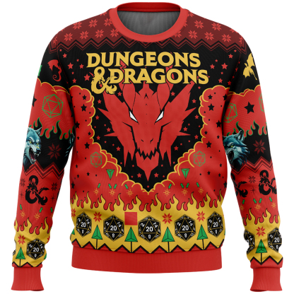 ruby dragon dungeons and dragons ugly christmas sweater 1 Ruby Dragon Dungeons And Dragons Ugly Christmas Sweater - Image 1