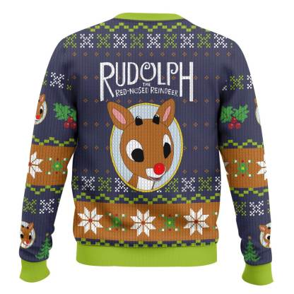 rudolph the red nosed reindeer ugly christmas sweater 2 Rudolph The Red Nosed Reindeer Ugly Christmas Sweater - Image 2