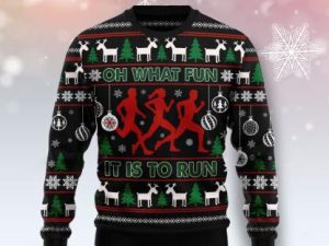 Running Oh What Fun Knitting Pattern Ugly Christmas Sweater - Image 1