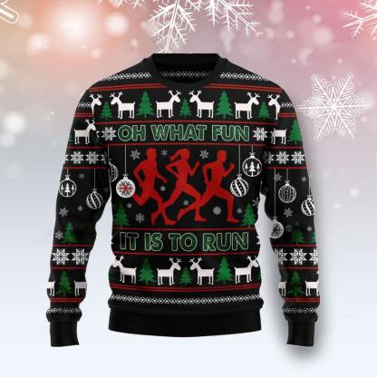 running oh what fun knitting pattern ugly christmas sweater 1 Running Oh What Fun Knitting Pattern Ugly Christmas Sweater - Image 1