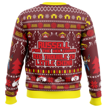 russell for the holidays big trouble in little china ugly christmas sweater 2 Russell For The Holidays Big Trouble In Little China Ugly Christmas Sweater - Image 2