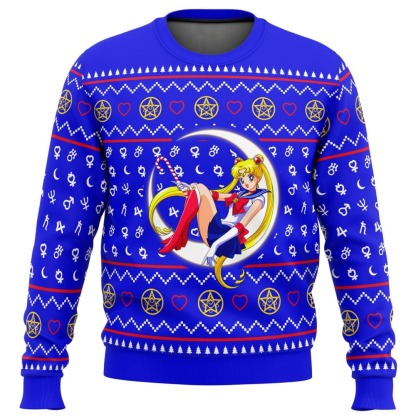 sailor moon ugly christmas sweater 1 Sailor Moon Ugly Christmas Sweater - Image 1