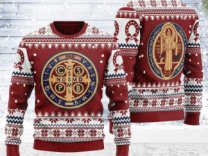 Saint Benedict Medal Ugly Christmas Sweater - Image 1