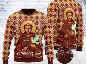 Saint Francis Of Assisi Ugly Christmas Sweater - Image 1
