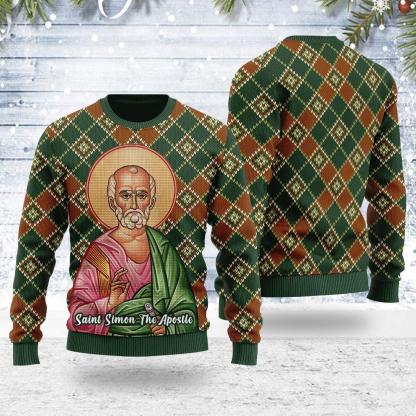 saint simon the zealot ugly christmas sweater 1 Saint Simon The Zealot Ugly Christmas Sweater - Image 1