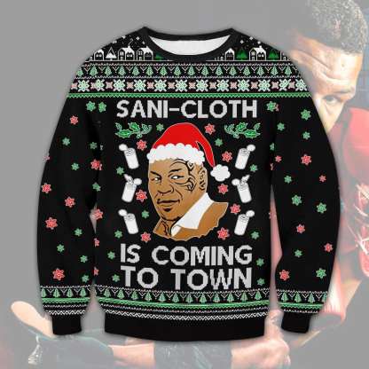 sani cloth is coming to town ugly christmas sweater 1 Sani Cloth Is Coming To Town Ugly Christmas Sweater - Image 1