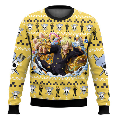 sanji one piece ugly christmas sweater 1 Sanji One Piece Ugly Christmas Sweater - Image 1