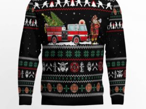 Santa Claus Firefighter Ugly Christmas Sweater - Image 1