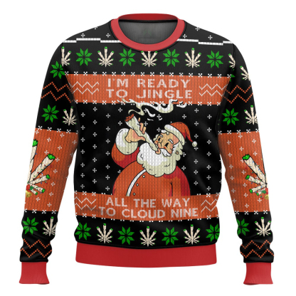 santa claus i ready to jingle all the way to cloud nine ugly christmas sweater 1 Santa Claus I Ready To Jingle All The Way To Cloud Nine Ugly Christmas Sweater - Image 1