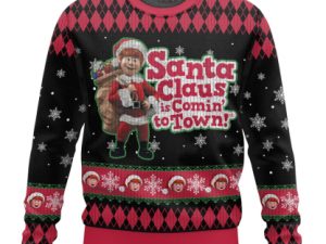 Santa Claus Is Coming To Town Ugly Christmas Sweater - Image 1
