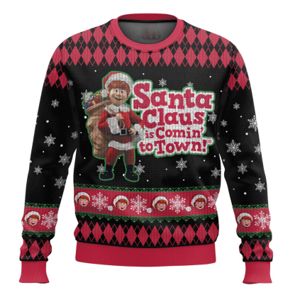 santa claus is coming to town ugly christmas sweater 1 Santa Claus Is Coming To Town Ugly Christmas Sweater - Image 1