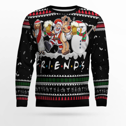 santa claus jesus friend ugly christmas sweater 1 Santa Claus Jesus Friend Ugly Christmas Sweater - Image 1