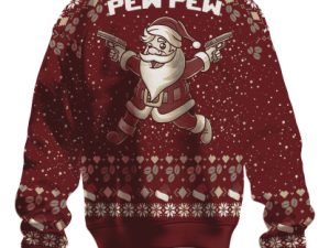 Santa Claus Pew Pew Ugly Christmas Sweater - Image 1