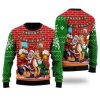 Santa Drink Beer With Reindeer Funny Ugly Christmas Sweater - Image 1
