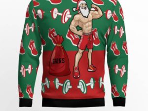 Santa Gym Ugly Christmas Sweater - Image 1