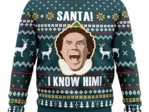 Santa I Know Him Elf Ugly Christmas Sweater - Image 1