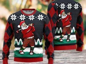 Santa Love Golf Ugly Christmas Sweater - Image 1