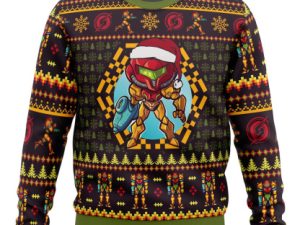 Santa Samus Aran Metroid Ugly Christmas Sweater - Image 1
