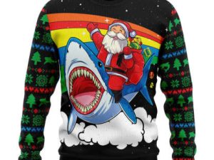 Santa Shark Ugly Christmas Sweater - Image 1