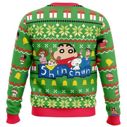 santa shinnosuke crayon shin chan ugly christmas sweater 2 Santa Shinnosuke Crayon Shin Chan Ugly Christmas Sweater - Image 2
