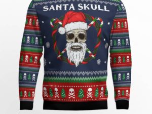Santa Skull Ugly Christmas Sweater - Image 1