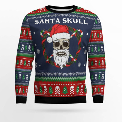 santa skull ugly christmas sweater 1 Santa Skull Ugly Christmas Sweater - Image 1