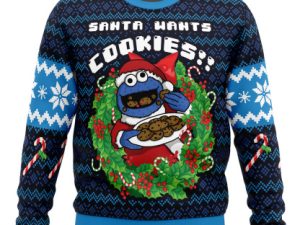 Santas Cookies Cookie Monster Ugly Christmas Sweater - Image 1