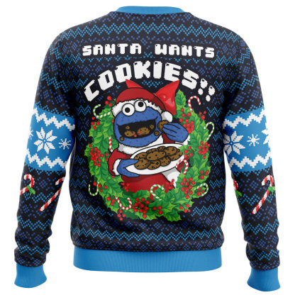 santas cookies cookie monster ugly christmas sweater 2 Santas Cookies Cookie Monster Ugly Christmas Sweater - Image 2