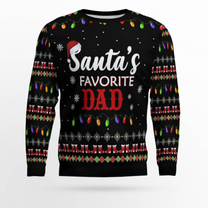 santas favorite dad ugly christmas sweater 1 Santas Favorite Dad Ugly Christmas Sweater - Image 1