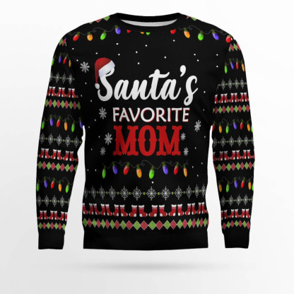 santas favorite mom ugly christmas sweater 1 Santas Favorite Mom Ugly Christmas Sweater - Image 1
