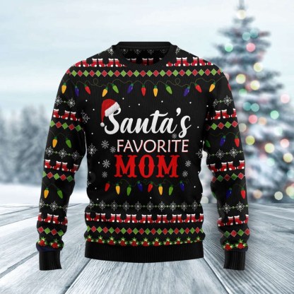 santas favorite mom ugly christmas sweater holiday gift 1 Santas Favorite Mom Ugly Christmas Sweater Holiday Gift - Image 1