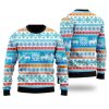 Santas Reindeer Blue Pattern Ugly Christmas Sweater - Image 1
