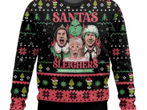 Santas Sleighers Grinch Ugly Christmas Sweater - Image 1
