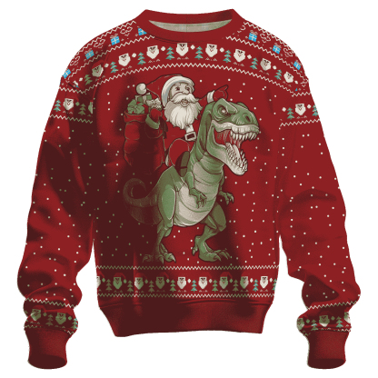 santassic park ugly christmas sweater 1 Santassic Park Ugly Christmas Sweater - Image 1
