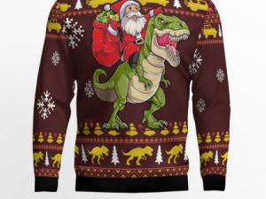 Santassic Park Ugly Christmas Sweater Holiday Gift - Image 1