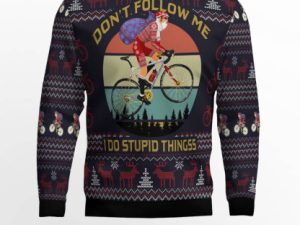Satan Claus On Mountain Bike Ugly Christmas Sweater - Image 1