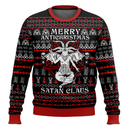 satanic merry antichristmas satan claus ugly christmas sweater 1 Satanic Merry Antichristmas Satan Claus Ugly Christmas Sweater - Image 1