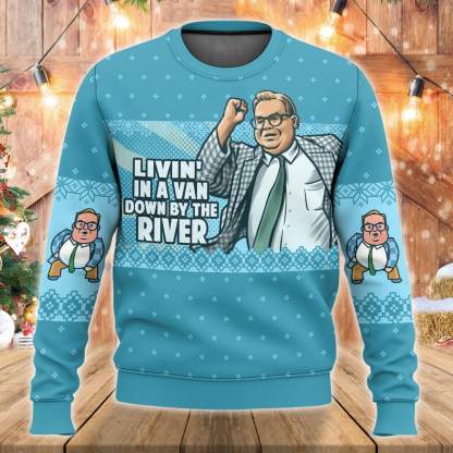 saturday night live matt foley livin in a van down ugly christmas sweater xmas gift 1 Saturday Night Live Matt Foley Livin In A Van Down Ugly Christmas Sweater Xmas Gift - Image 1
