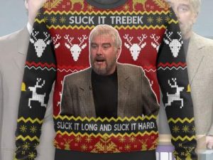 Saturday Night Live Sean Connery Suck It Trebek Ugly Christmas Sweater - Image 1