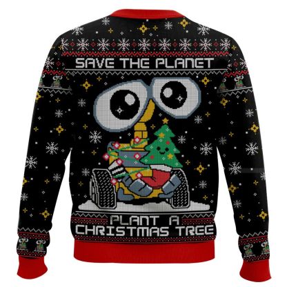 save the planet plant a christmas tree wall e ugly christmas sweater 2 Save The Planet Plant A Christmas Tree Wall E Ugly Christmas Sweater - Image 2