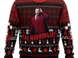 Say Whhhhaaat Anchorman Ugly Christmas Sweater - Image 1