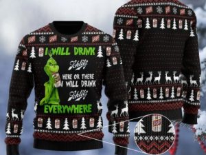 Schlitz Grinch Will Drink Everywhere Ugly Christmas Sweater - Image 1