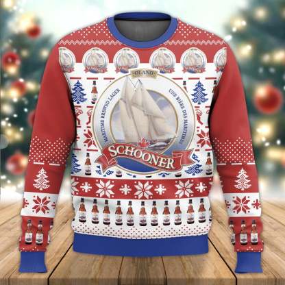 schooner beer ugly christmas sweater 1 Schooner Beer Ugly Christmas Sweater - Image 1