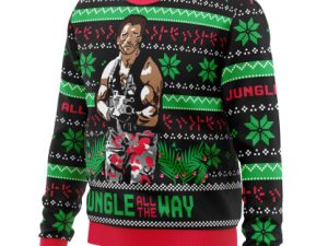 Schwarzenegger Predator Jungle All The Way Ugly Christmas Sweater - Image 1